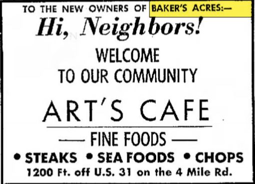 Bakers Acres Motel and Cottages (Waterfront Inn, Tamarack Lodge, Bakers Acres) - Apr 1959 Ad